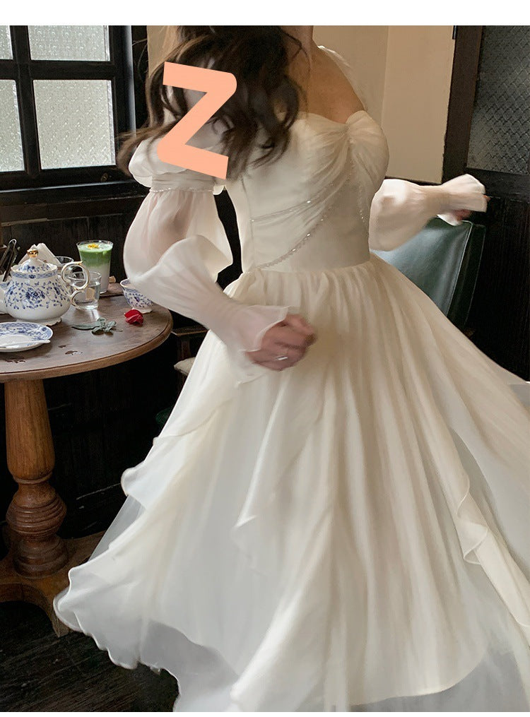 French-style Off-shoulder Tea Break Dress