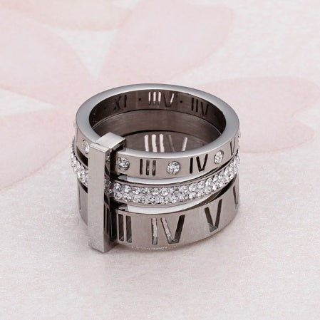 Roman Titanium Letter Ring