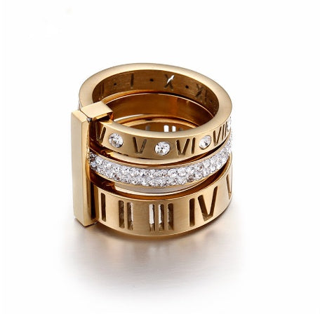Roman Titanium Letter Ring