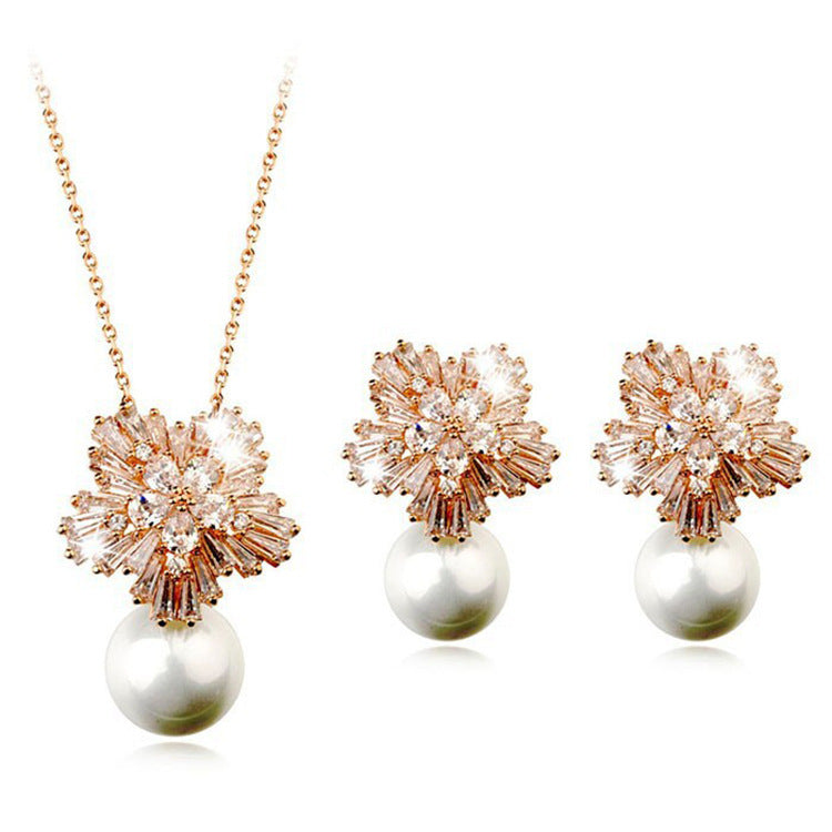 Korean Luxury Pearl Zircon Set