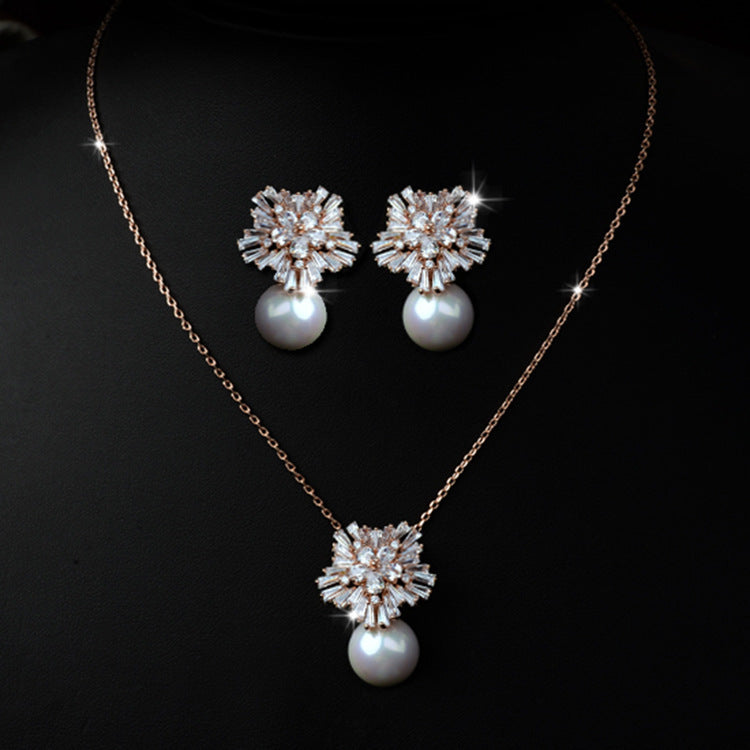 Korean Luxury Pearl Zircon Set