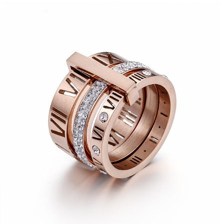 Roman Titanium Letter Ring