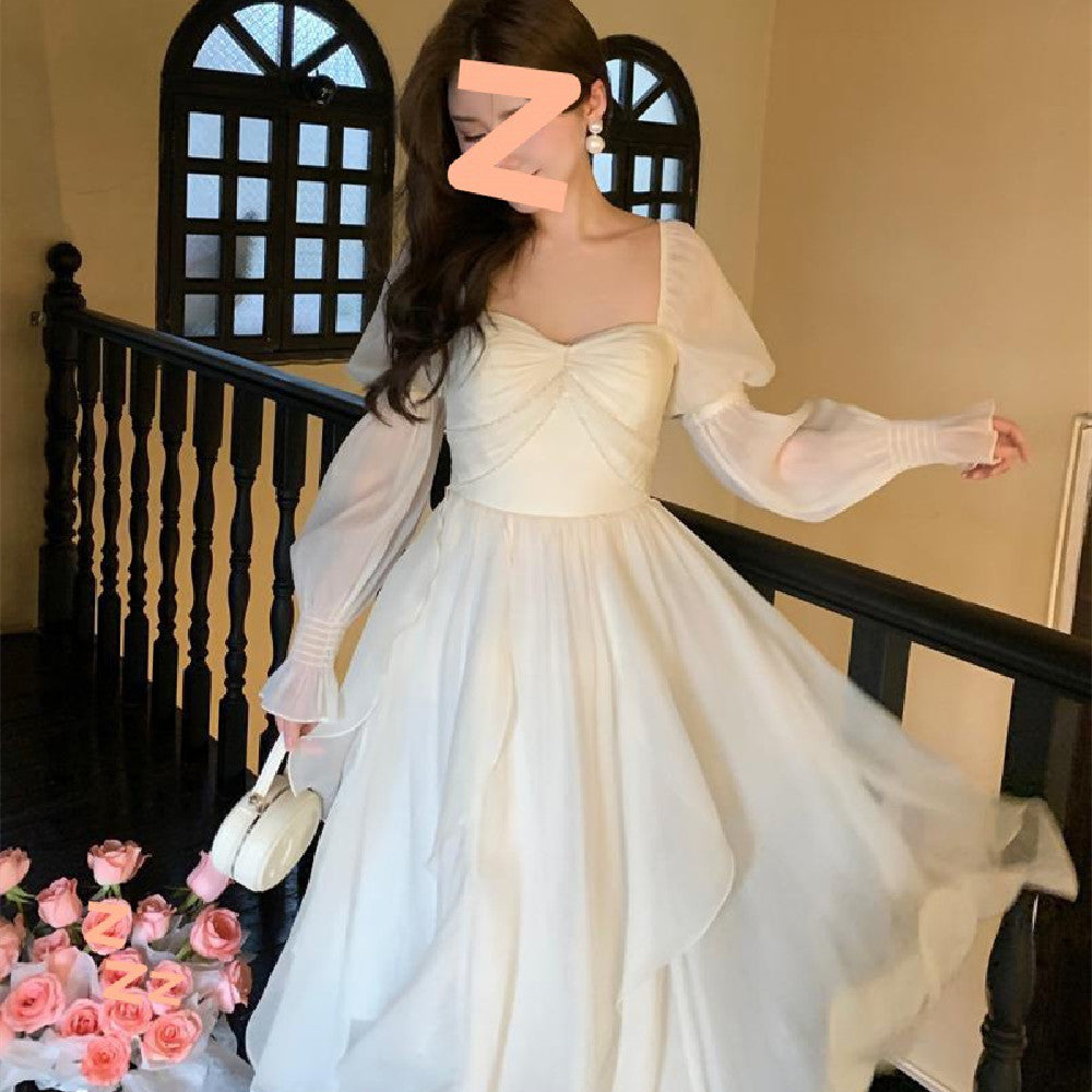 French-style Off-shoulder Tea Break Dress