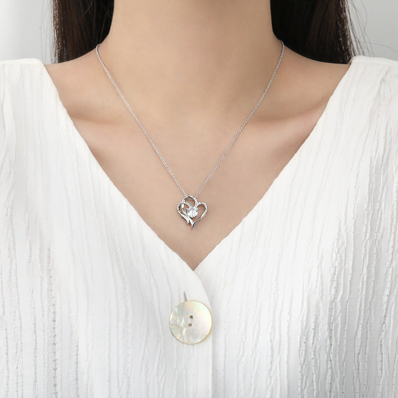 Rhinestones Double Love Necklace
