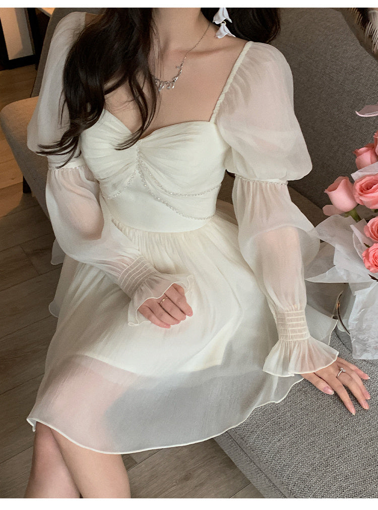 French-style Off-shoulder Tea Break Dress