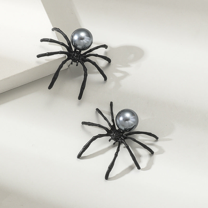 Black Spider Pearl Earrings