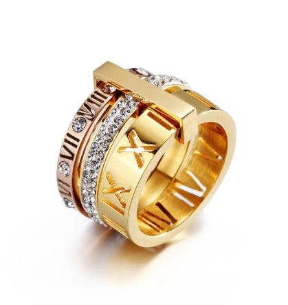Roman Titanium Letter Ring