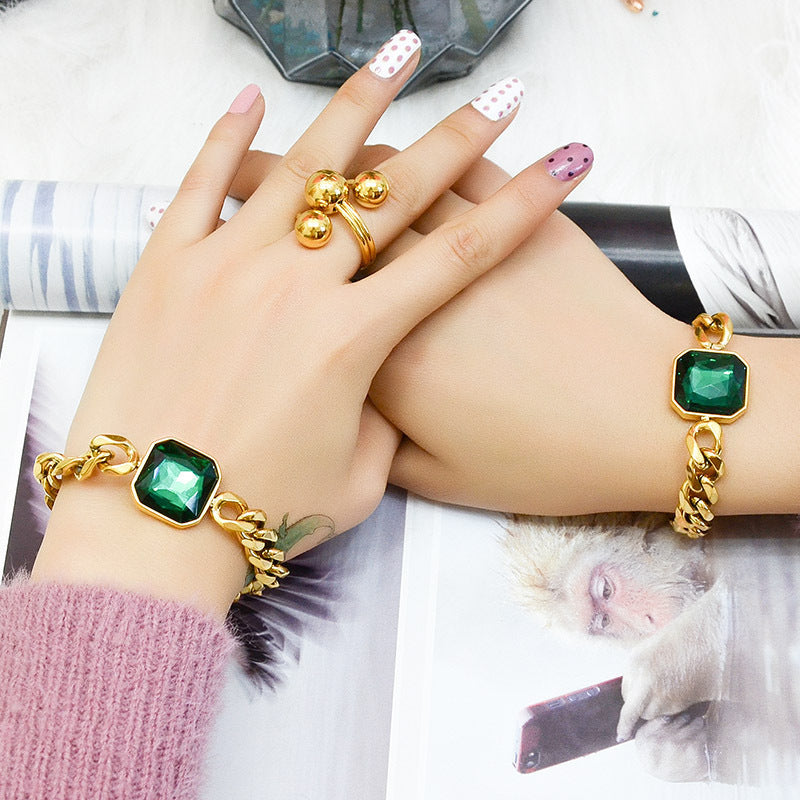 Denim Chain Jade Bracelet