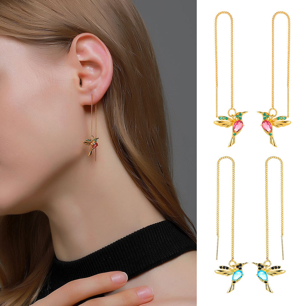Little Bird Drop Long Hanging Earrings