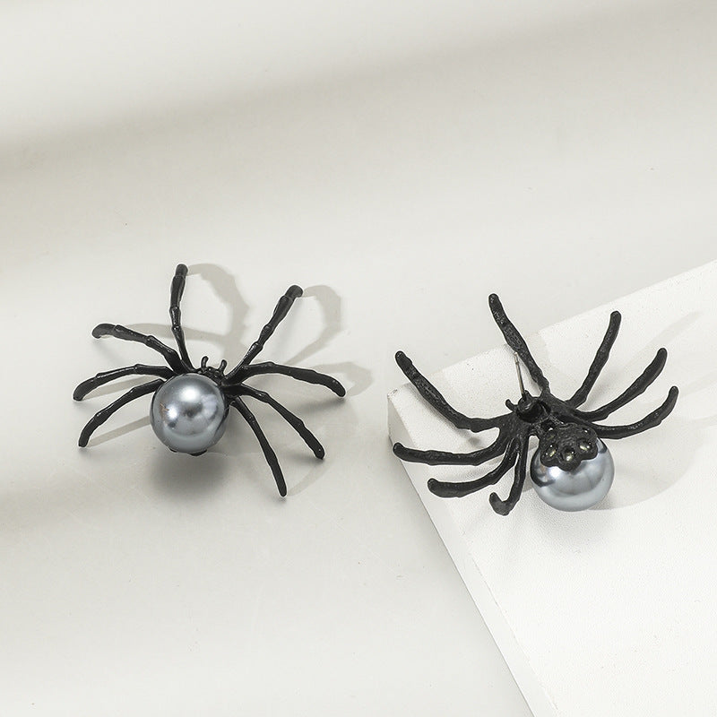 Black Spider Pearl Earrings
