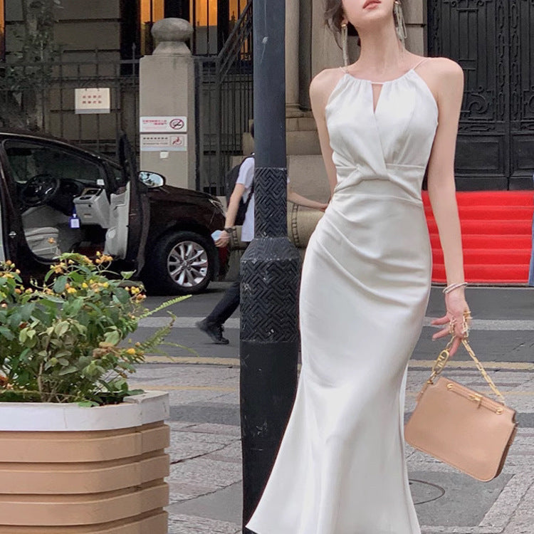 Halter Satin Fishtail High-grade Skirt