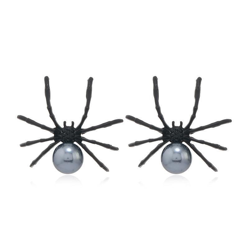 Black Spider Pearl Earrings