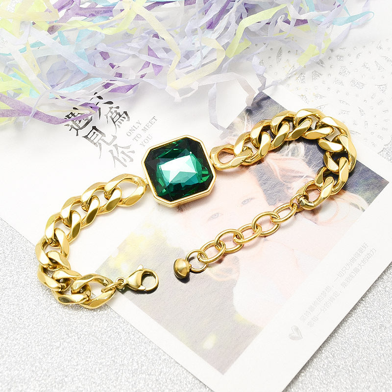 Denim Chain Jade Bracelet