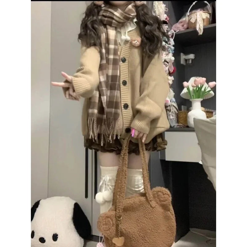 Retro V-neck Lazy Style Wool Coat