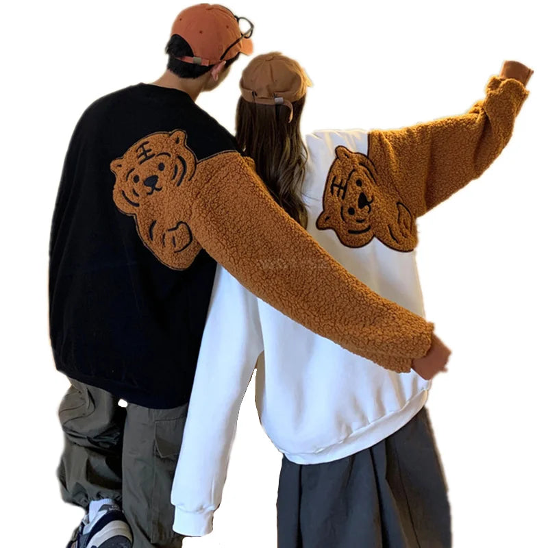 Tiger Flocking Couple Matching Hoodies