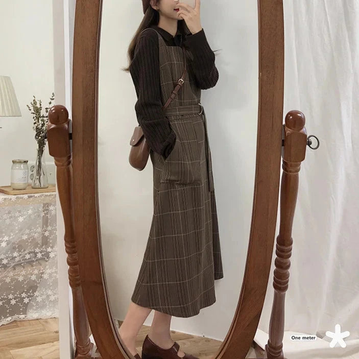 Camisole Plaid Sweater Dress