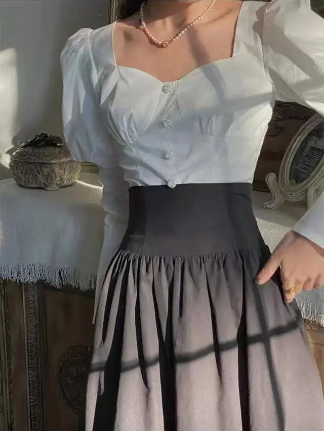 Dark Academia Brown Vintage Maxi Skirt