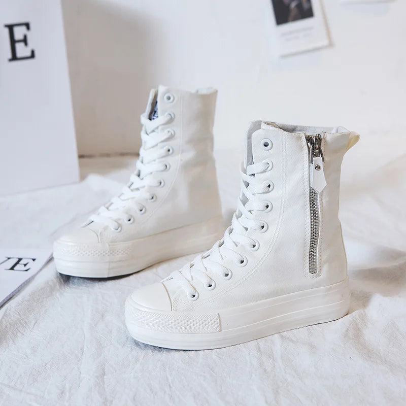 All Black Side Zip Canvas Shoes