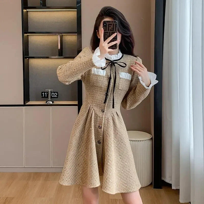 Korean Style Tweed Mini Dress