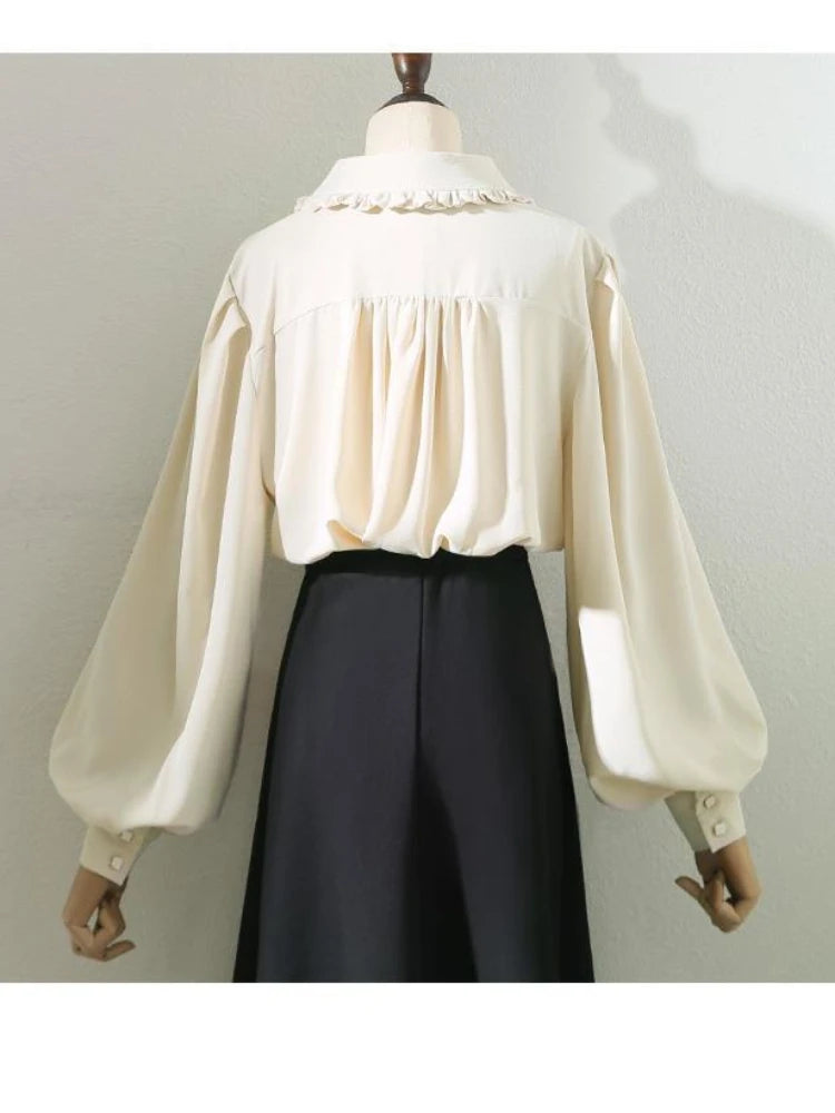 Cute Ruffles Elegant Vintage Blouse