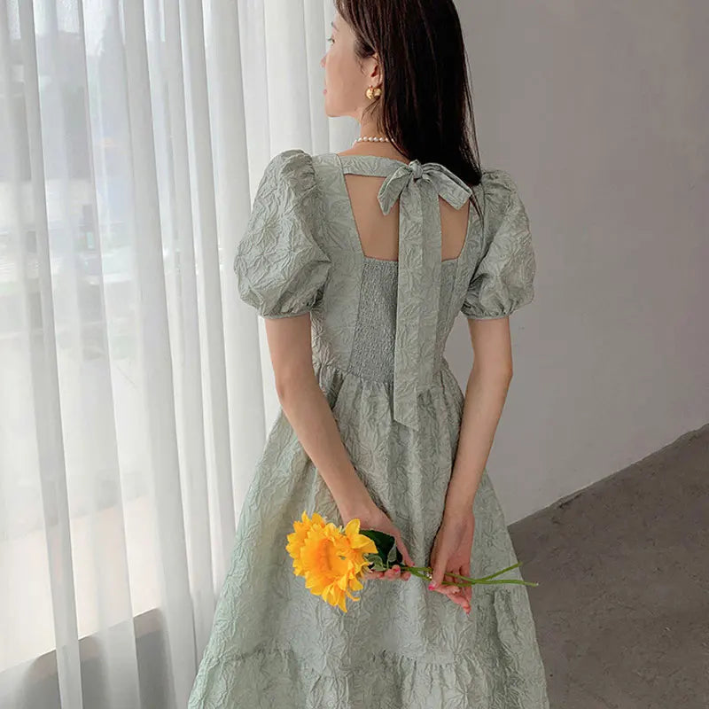 French Vintage Green Dress