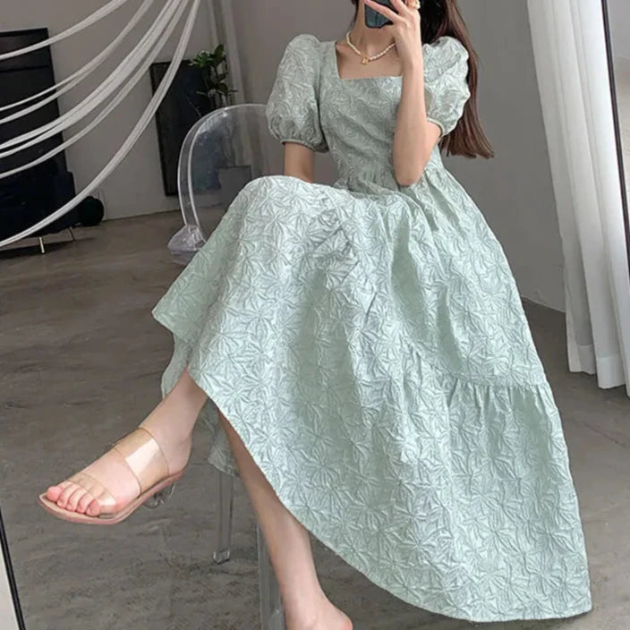 French Vintage Green Dress