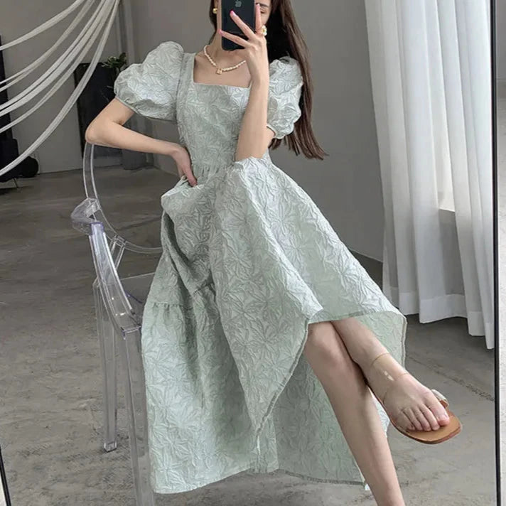 French Vintage Green Dress