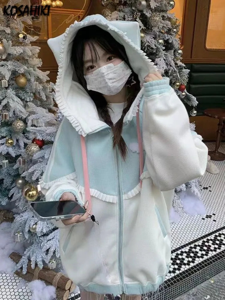 Japanese Casual Zipper Kawaii Hoodies