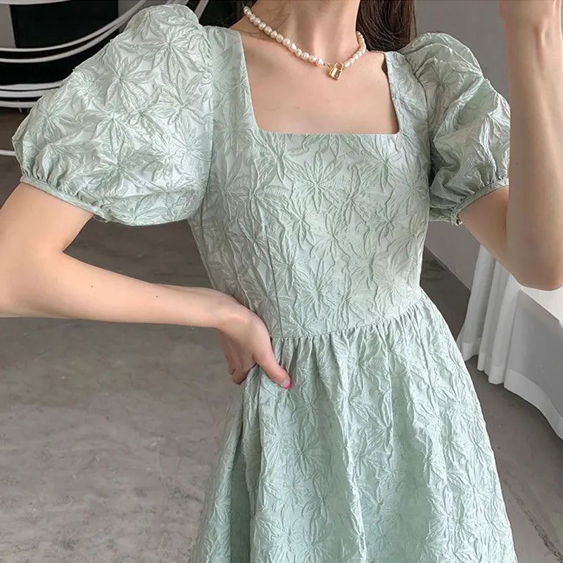 French Vintage Green Dress