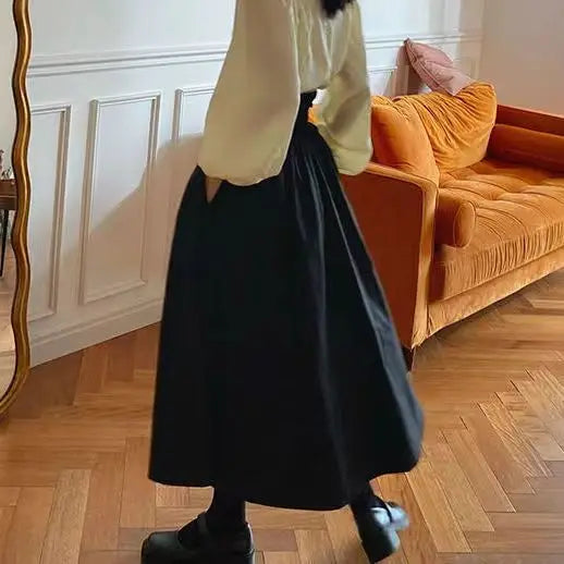 Dark Academia Brown Vintage Maxi Skirt