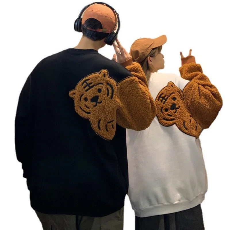 Tiger Flocking Couple Matching Hoodies