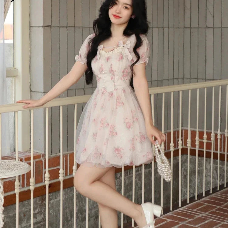 Jielur Lolita Pink Mini Dress