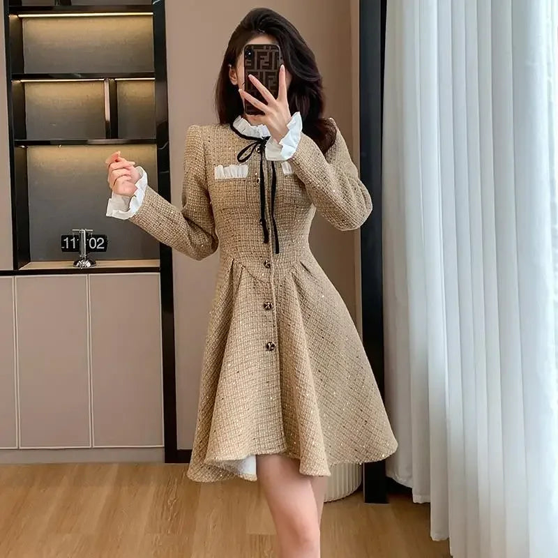 Korean Style Tweed Mini Dress