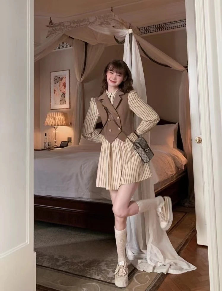 Dark Academia Brown Vintage Dress