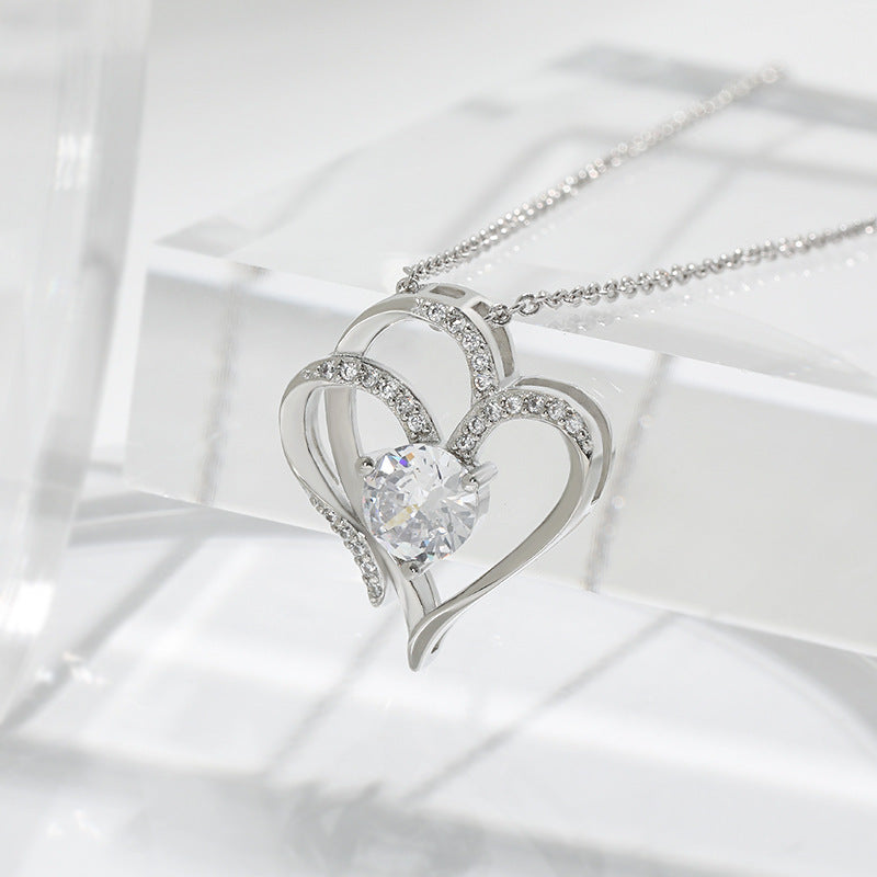 Rhinestones Double Love Necklace