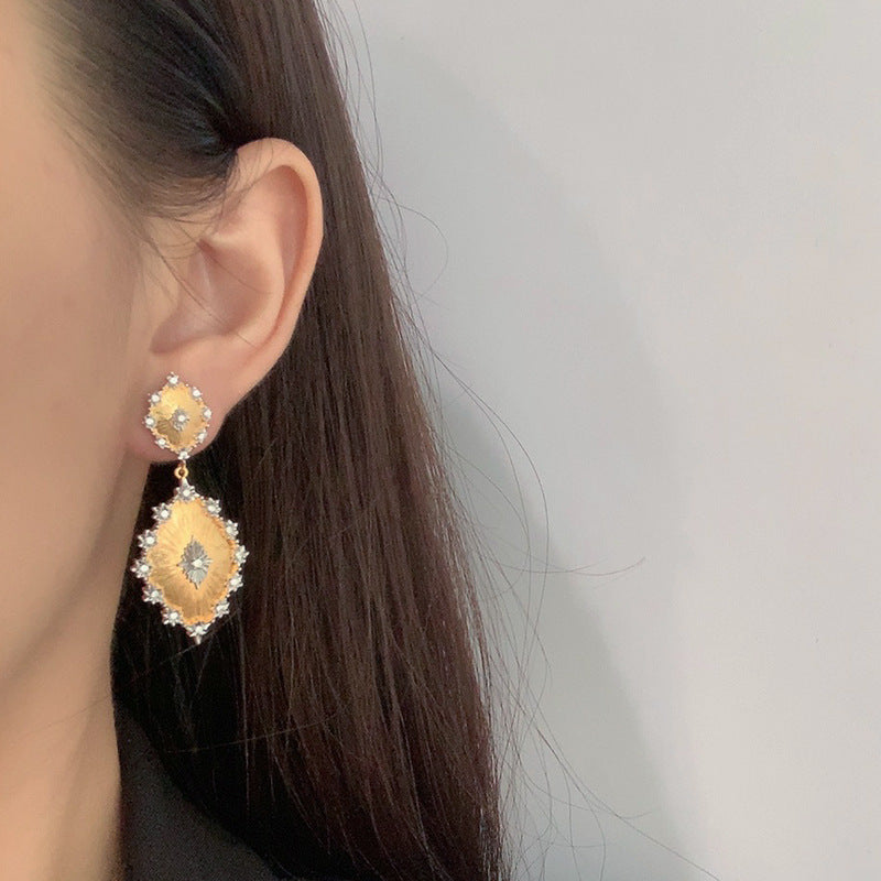 Exquisite Brushed Diamond Earrings