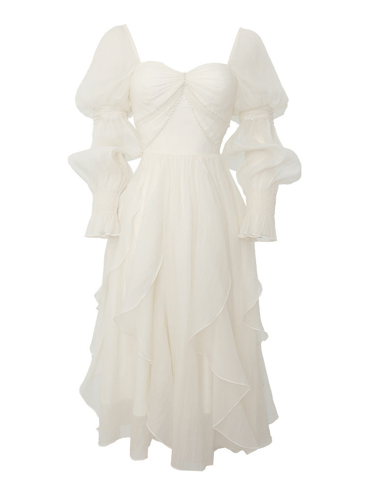 French-style Off-shoulder Tea Break Dress