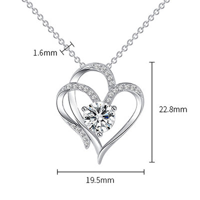 Rhinestones Double Love Necklace
