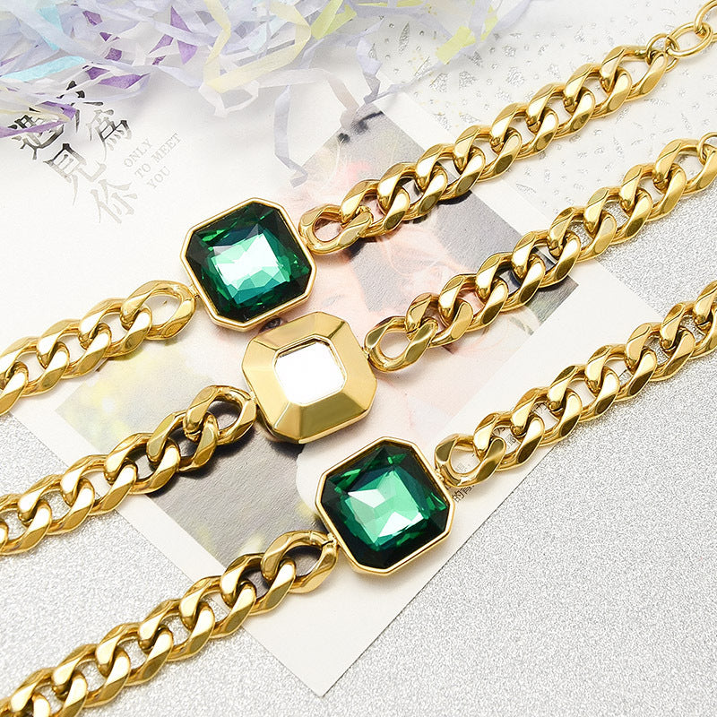 Denim Chain Jade Bracelet