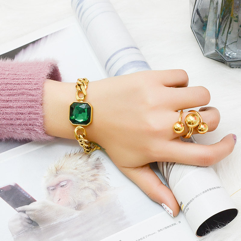 Denim Chain Jade Bracelet