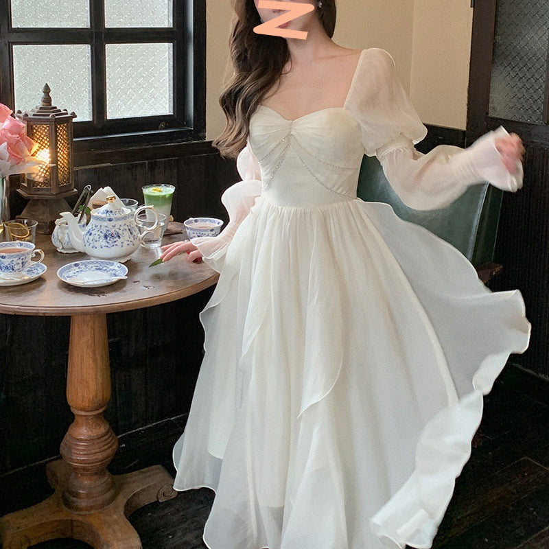 French-style Off-shoulder Tea Break Dress