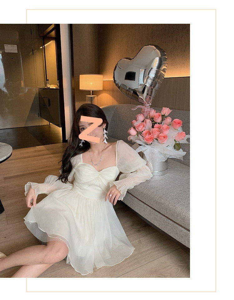 French-style Off-shoulder Tea Break Dress