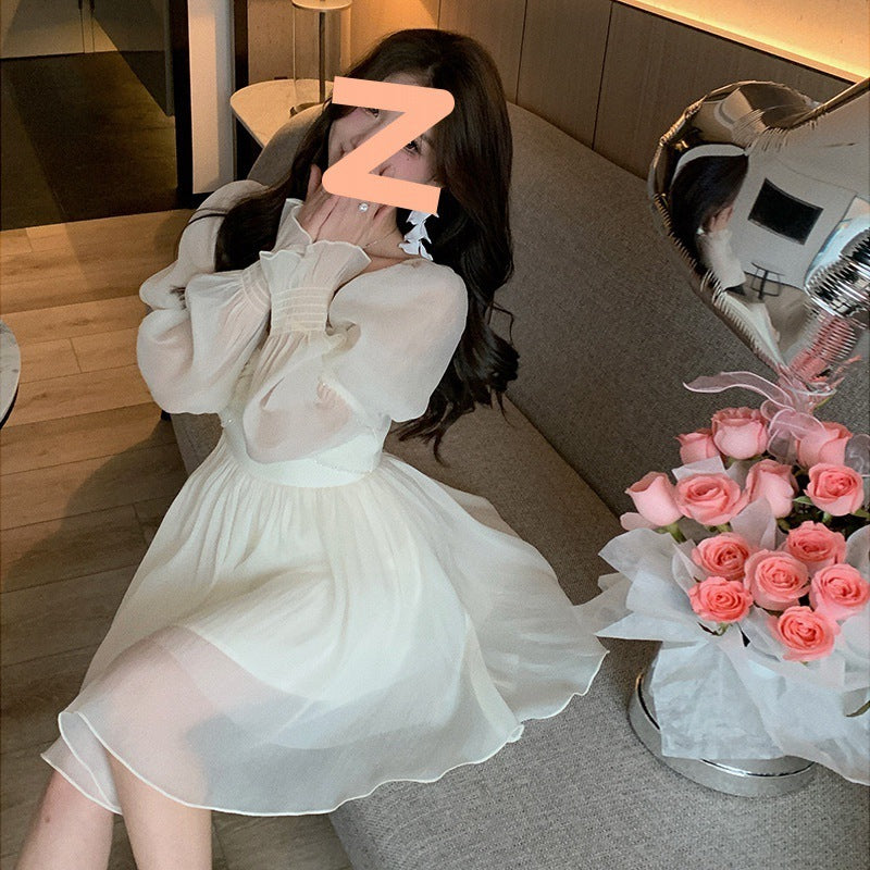 French-style Off-shoulder Tea Break Dress