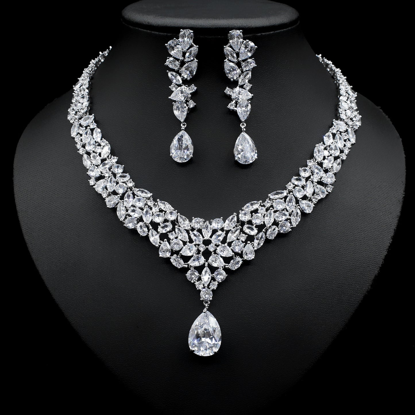 Bridal Zircon Necklace Earrings