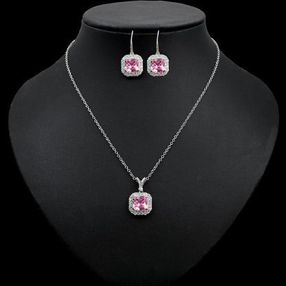 Zircon Colored Gems Pendant Necklace Earrings