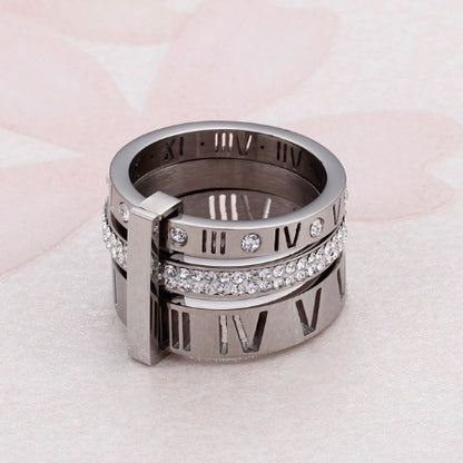 Roman Titanium Letter Ring