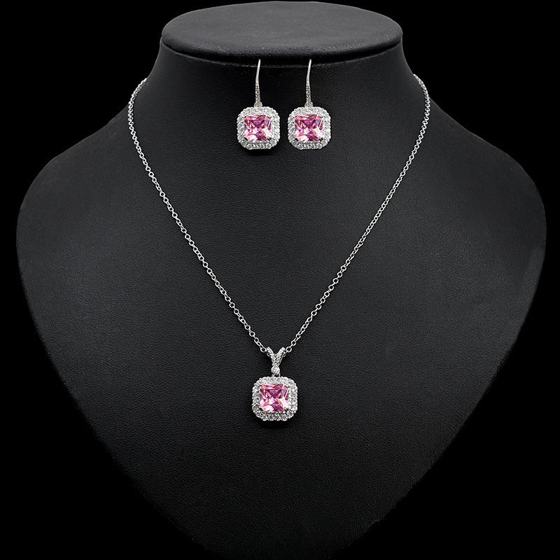 Zircon Colored Gems Pendant Necklace Earrings