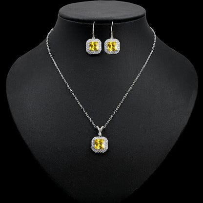 Zircon Colored Gems Pendant Necklace Earrings