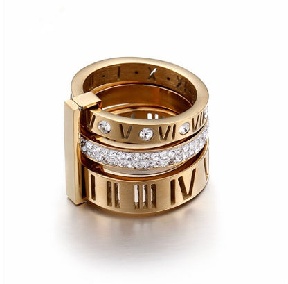 Roman Titanium Letter Ring