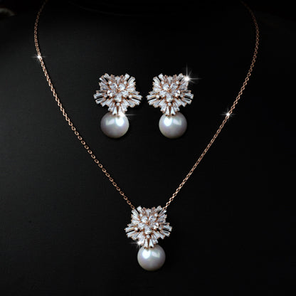 Korean Luxury Pearl Zircon Set